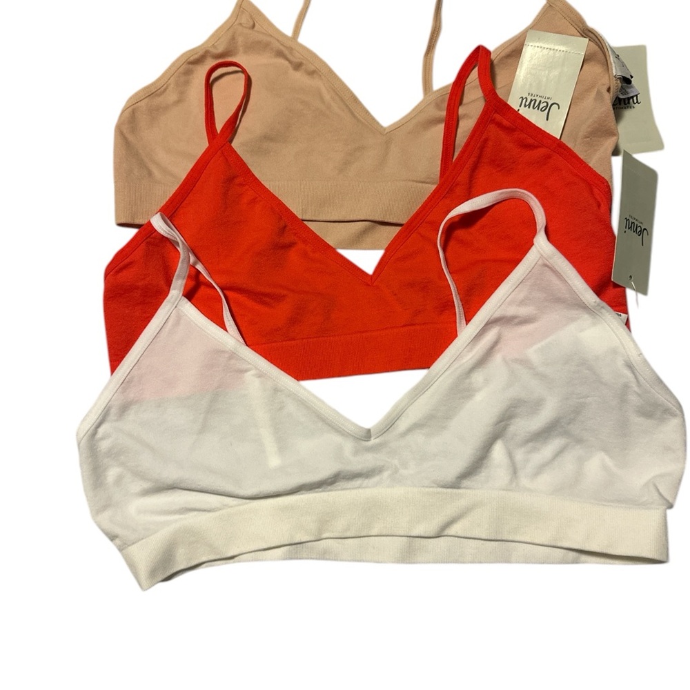 Jenni White and Orange Bralettes Soft Stretchy Design for Comfort